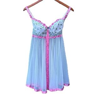 Rare Vintage 90s Victoria Secret Floral Fairy Sheer Rose Garden Babydoll Slip